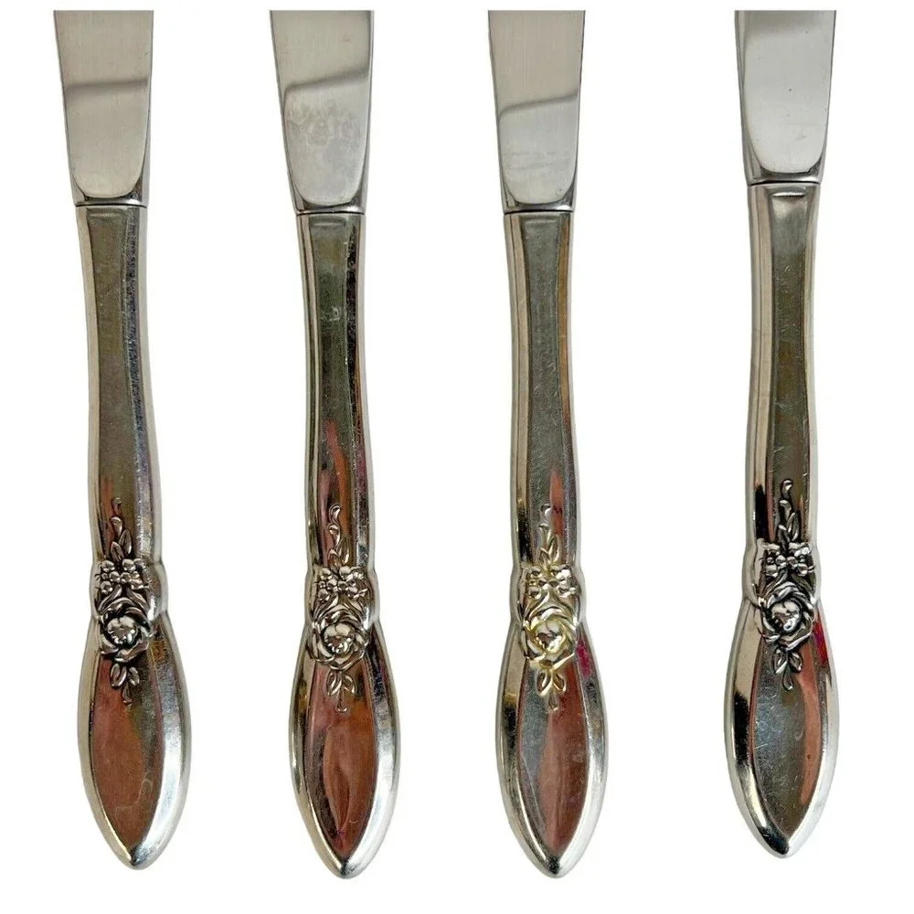 4 Oneida Community‎ SPRING ROSE Stainless Knives 9 Inch Betty Crocker Knife VTG